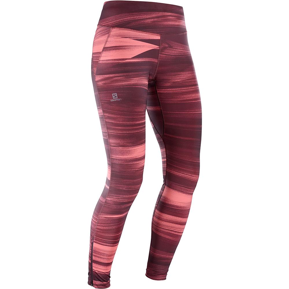 Legginsy Damskie Salomon AGILE LONG W - Fioletowe - Polska (597-ITJAYU)